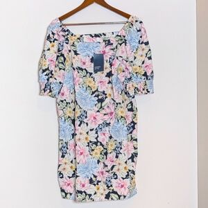 Crown & Ivy Floral Midi Dress - Navy, Pink, Yellow